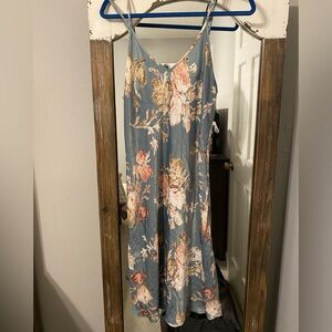 Midnight bakery, blue floral slip dress, size M